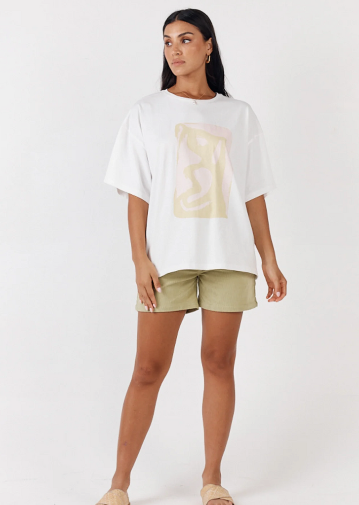Voyage Tee - Ivory and Pink