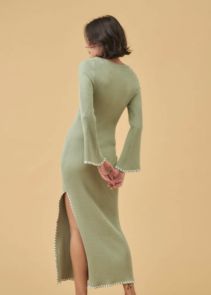 Trace Knit Midi Dress - Sage