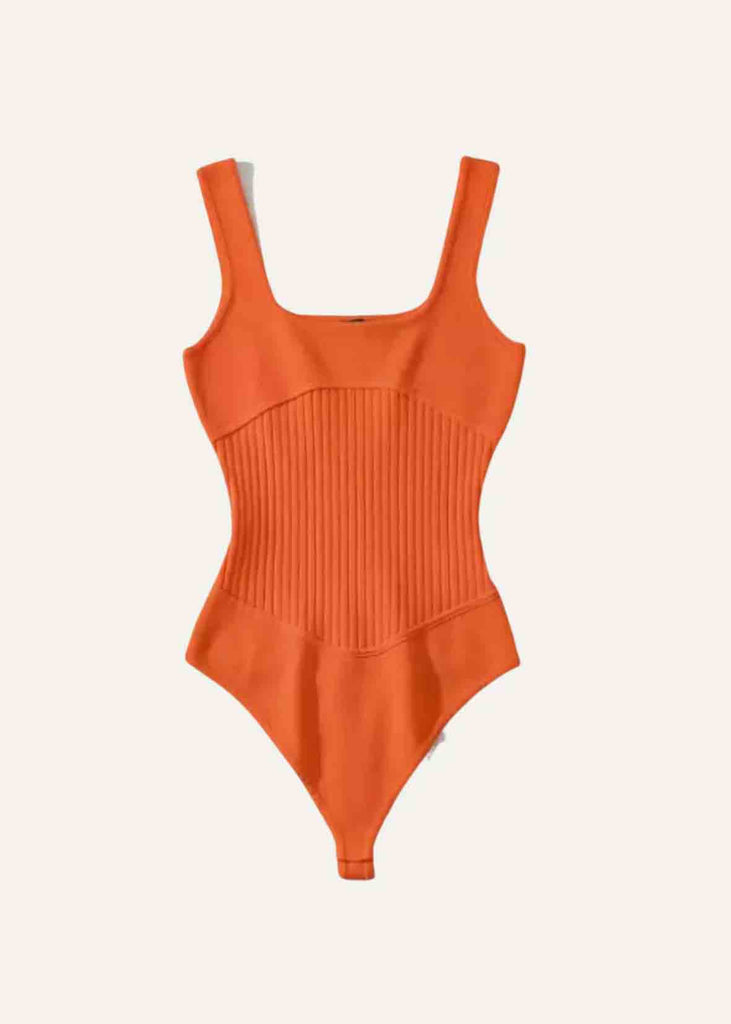 Minori Rib Knit Bodysuit - Orange