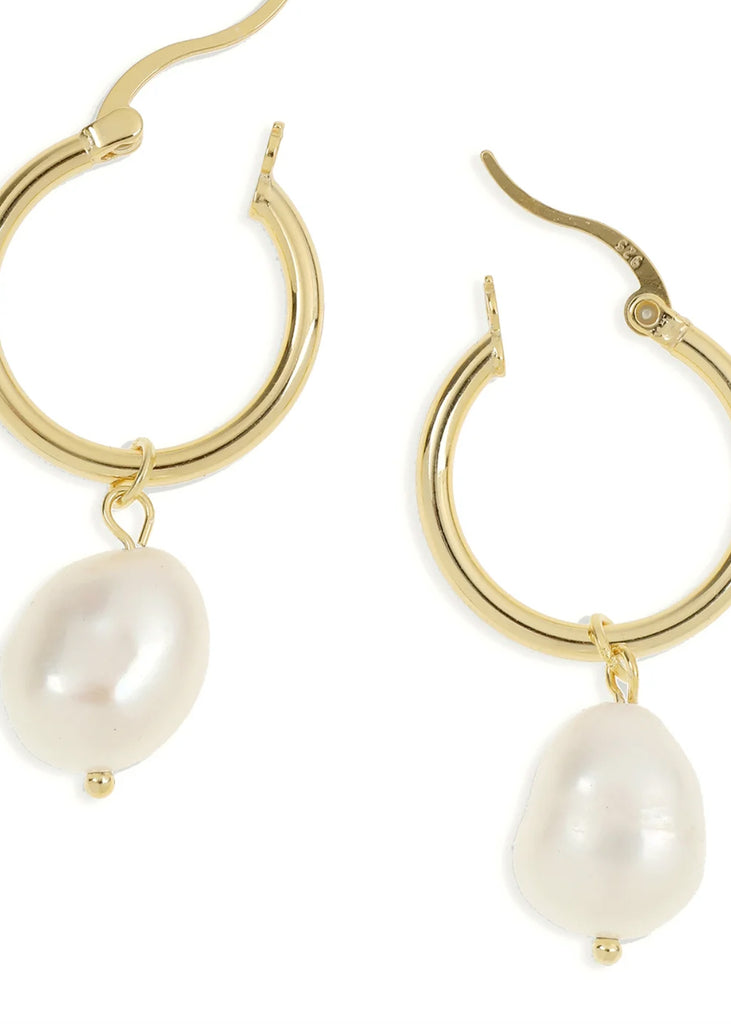 Augusta Gold Hoop & Freshwater Pearl Earrings