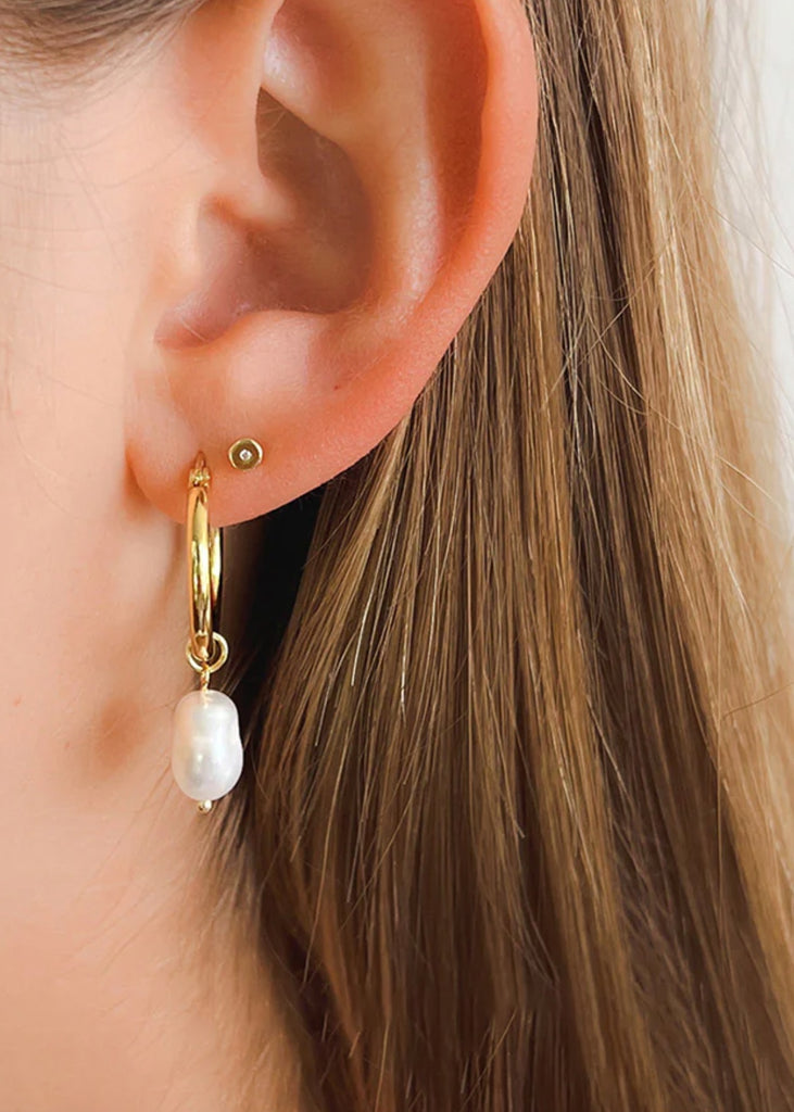 Augusta Gold Hoop & Freshwater Pearl Earrings