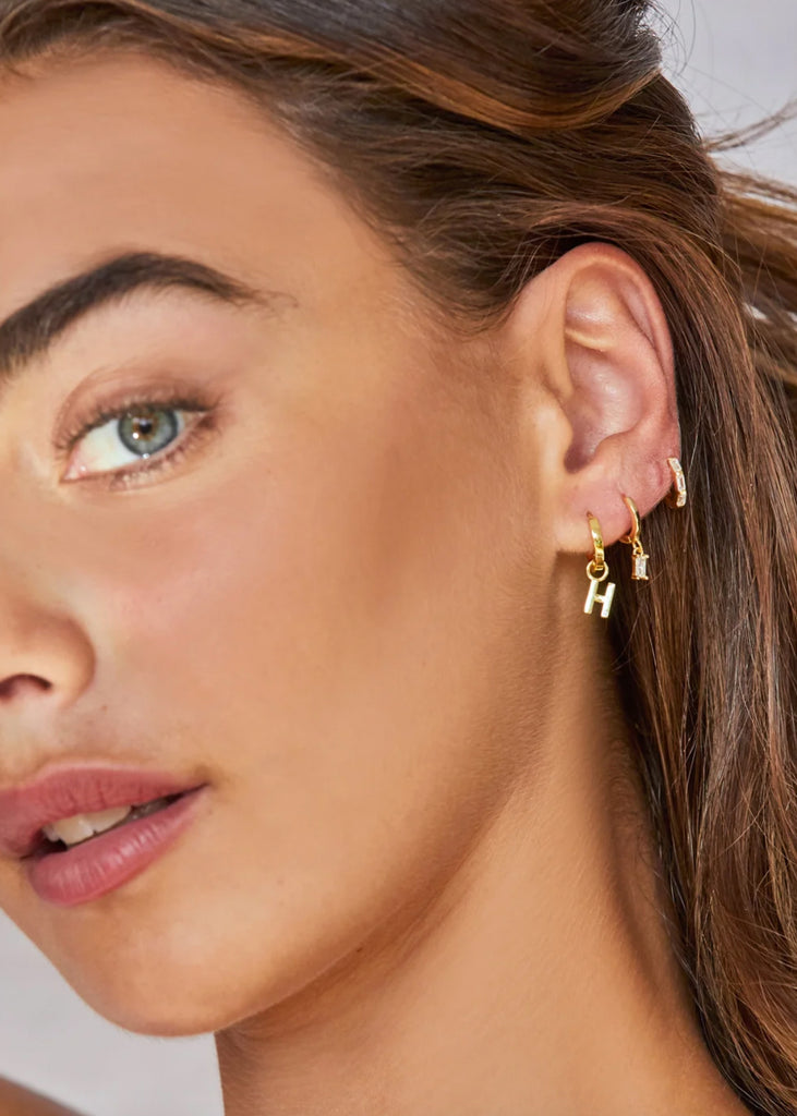 Initial Gold Charm Earrings