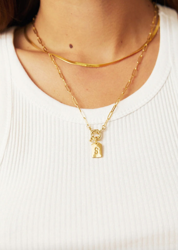 Letter Gold Tag Necklace
