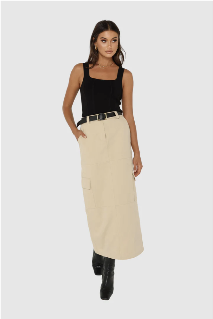 Lisa Cargo Maxi Skirt - Sand