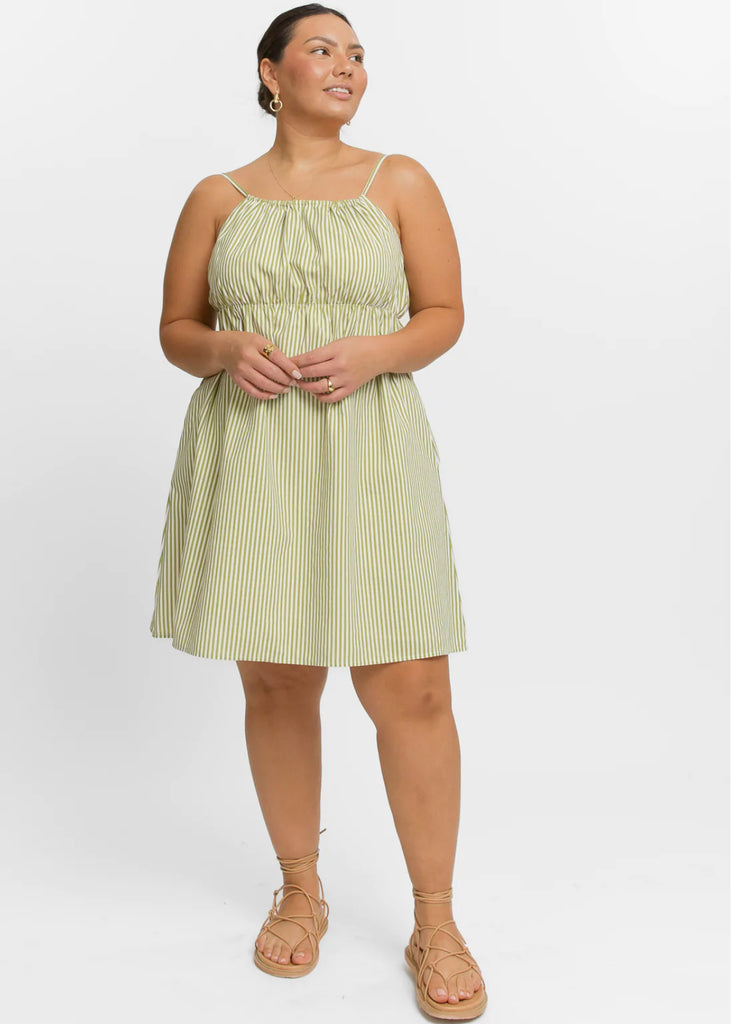 Sorrento Mini Dress - Green Stripe