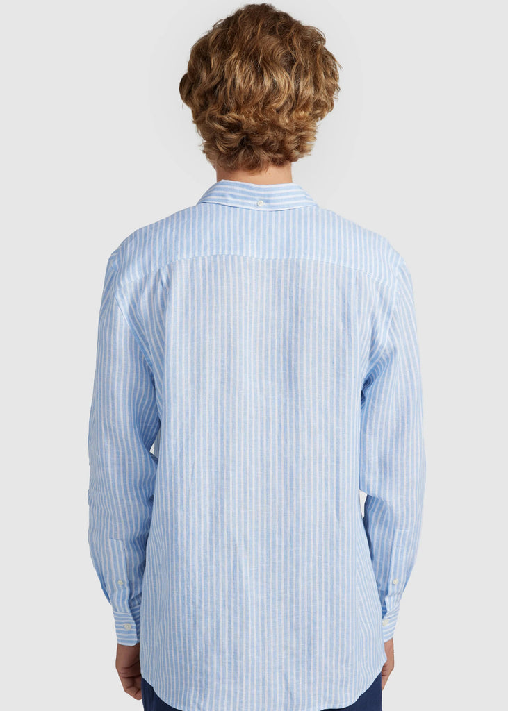 Linen Shirt Pale Blue and White Stripe